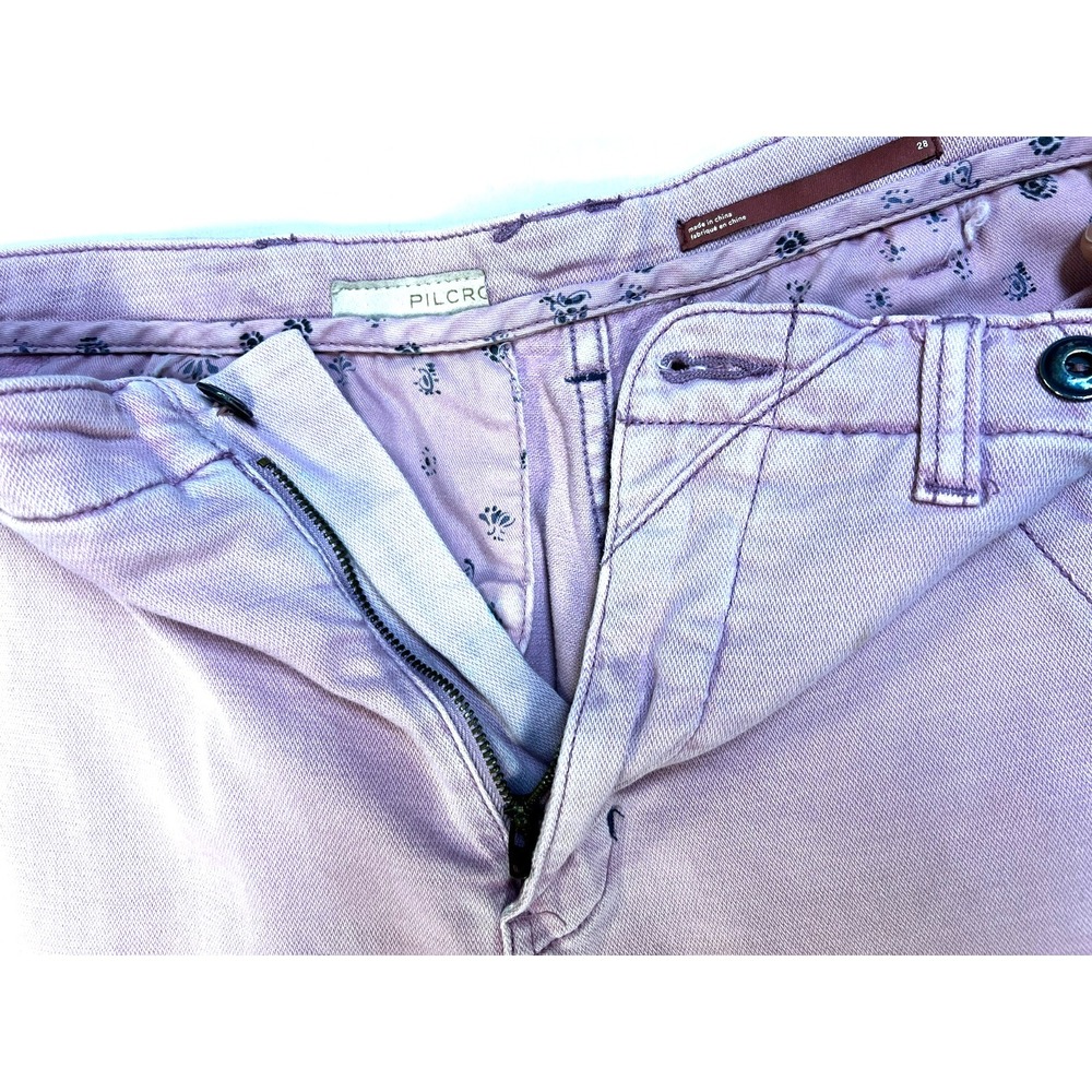Pilcro Casual Pant Lived In Rose Pink Cotton Straight Leg Front Closure SZ 28/6 - Picture 4 of 9